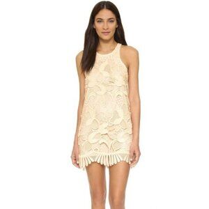 Lovers + Friends Caspian Shift Dress Cream Floral Lace Scallop Trim